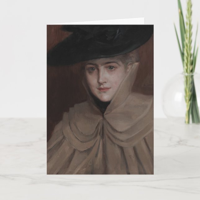 Albert Edelfilt - Porträtt i en Young Woman Kort (Framsida)