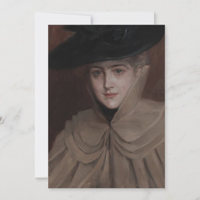 Albert Edelfilt - Porträtt i en Young Woman Tack Kort (Framsida)