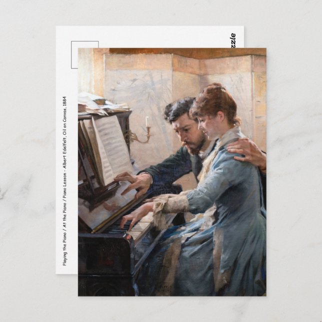 Albert Edelfilt - Spelar Piano Vykort (Fram/baksida)
