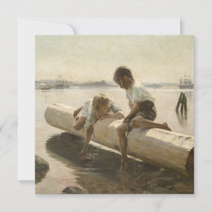 Albert Edelfilt - två pojkar på en logg Inbjudningar