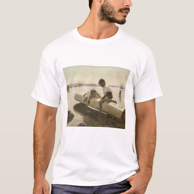 Albert Edelfilt - två pojkar på en logg T Shirt (Framsida)