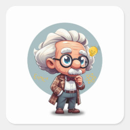 Albert Einstein 2 Fyrkantigt Klistermärke