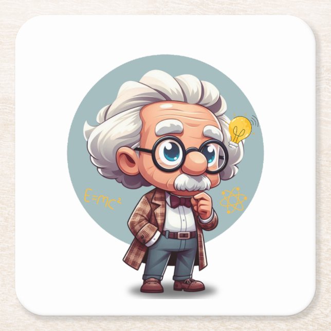 Albert Einstein 2 Underlägg Papper Kvadrat (Framsidan)