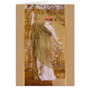 Albert Moore Garden Woman samlar in blomsterkort Hälsningskort