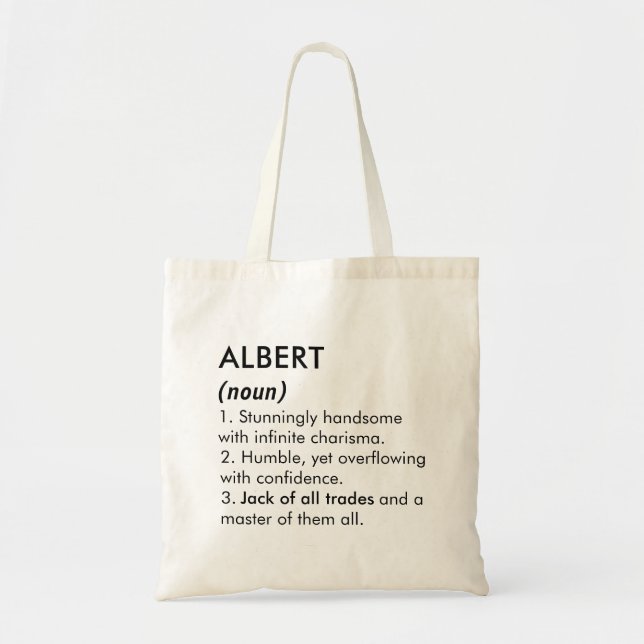 Albert namn, Redigerbart namn, Anpassat namn Tygkasse (Framsidan)