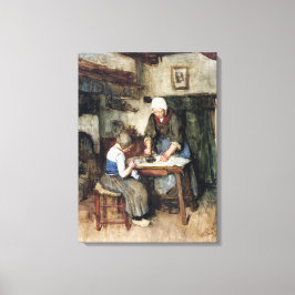 Albert Neuhuys Insida med en kvinnlig strykning oc Canvastryck