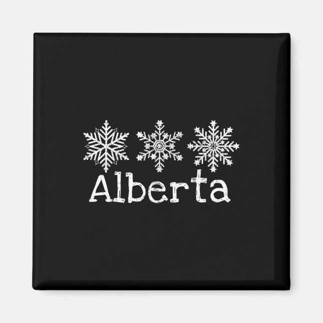 Alberta Canada Ski Skier Skiing Winter Snöflingor Magnet (Framsidan)