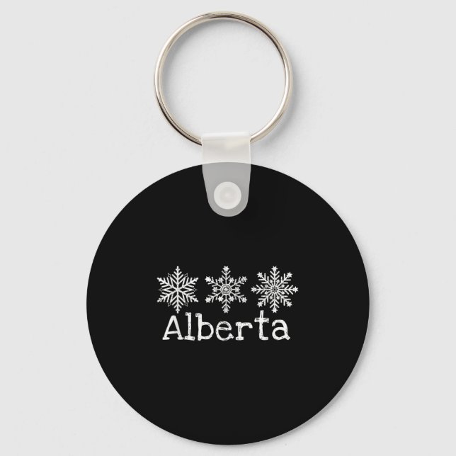 Alberta Canada Ski Skier Skiing Winter Snöflingor Nyckelring (Framsida)