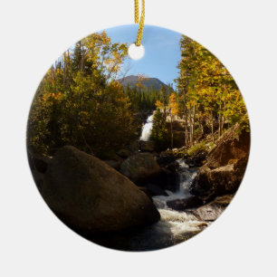 Alberta Falls på hösten i Rocky mountains Julgransprydnad Keramik