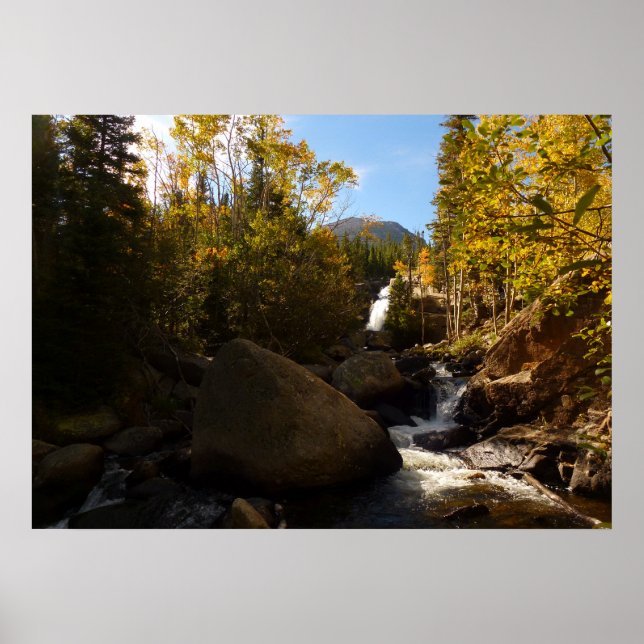 Alberta Falls på hösten vid Klippiga bergen Poster (Framsidan)