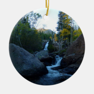 Alberta Falls vid Sunrise i Rocky mountains Julgransprydnad Keramik