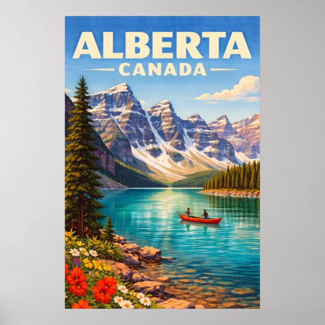 Alberta Kanada Kanadensiska Klippiga bergen Resor  Poster (Framsidan)