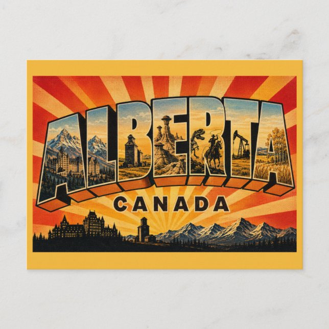 Alberta Kanada Vintage Vykort (Framsida)