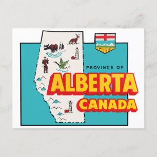 Alberta Karta Vintage resor Vykort