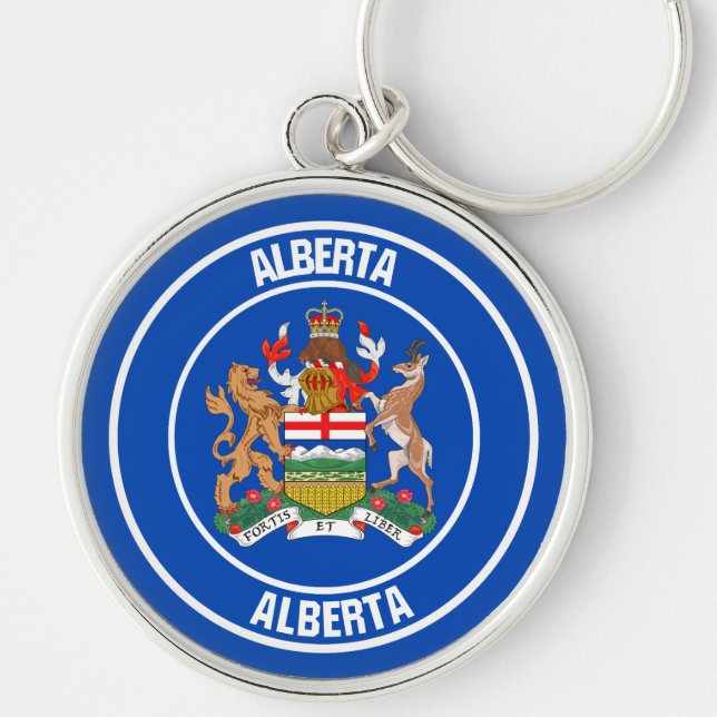 Alberta Round Emblem Rund Silverfärgad Nyckelring (Framsidan)