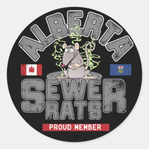Alberta Sewer Råttor Round Sticker Runt Klistermärke
