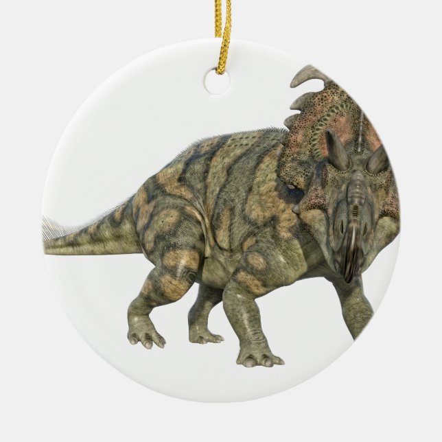 Albertaceratops Dinosaur som tittar till bekläda Julgransprydnad Keramik (Framsidan)