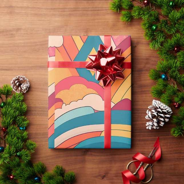 Albertonectes Rainbow Colorful Mönster Presentpapper (Julgåva)