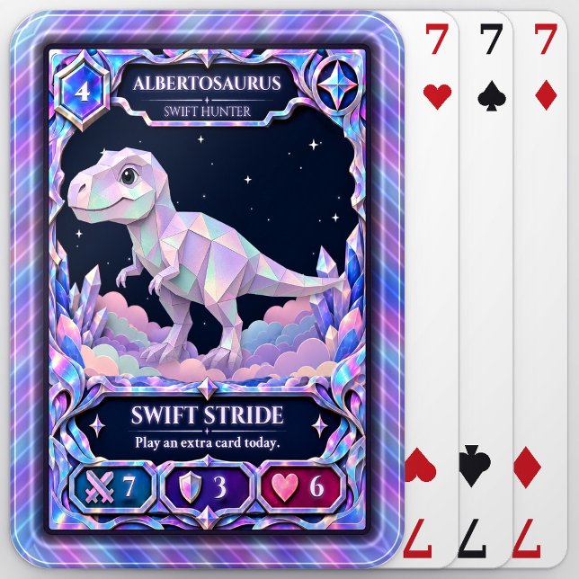 Albertosaurus Dinosaur, Rainbow Foil Konst Casinokort (Skapare uppladdad)
