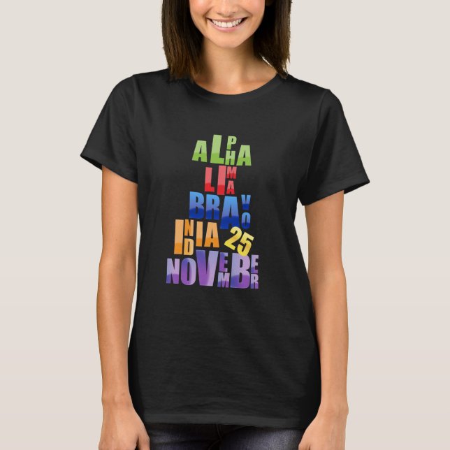 Albin 25 Fonetiskt alfabet T-shirt (Framsida)