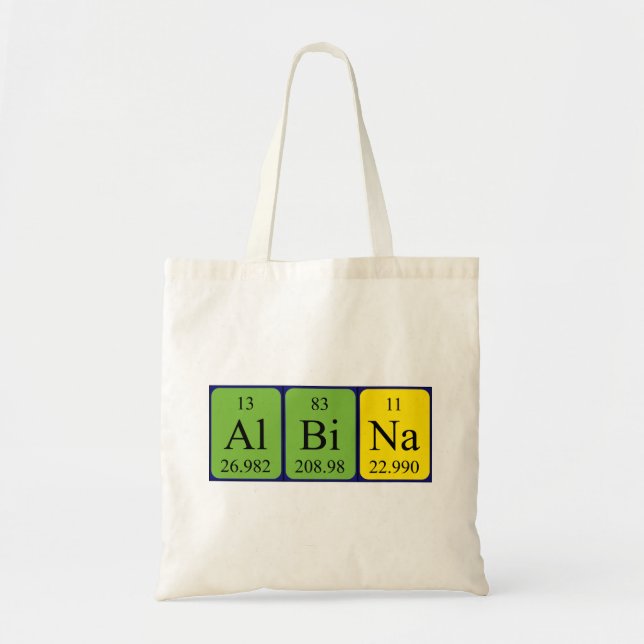 Albina periodiskt bord namn tote bag tygkasse (Framsidan)