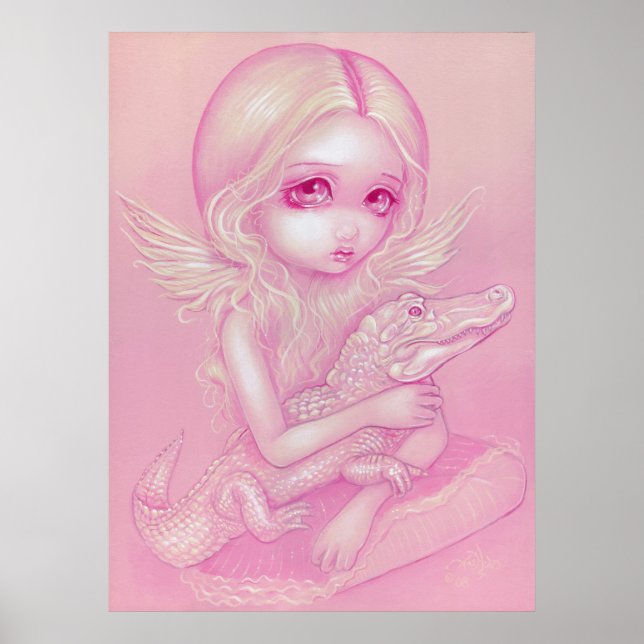 Albino Alligator Angel stort öga lowbrow Art Skriv Poster (Framsidan)