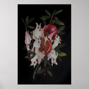 Albino Fruktfladdermöss Pomegranate Mörk Akademia Poster
