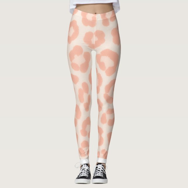 Albino Gepardtryckta Leggings | Rosa & Kräm Anim (Framsida)