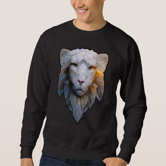 Albino Lion Vector of Stoic Ethereal Leo with Feat Lång Ärmad Tröja (Framsida)
