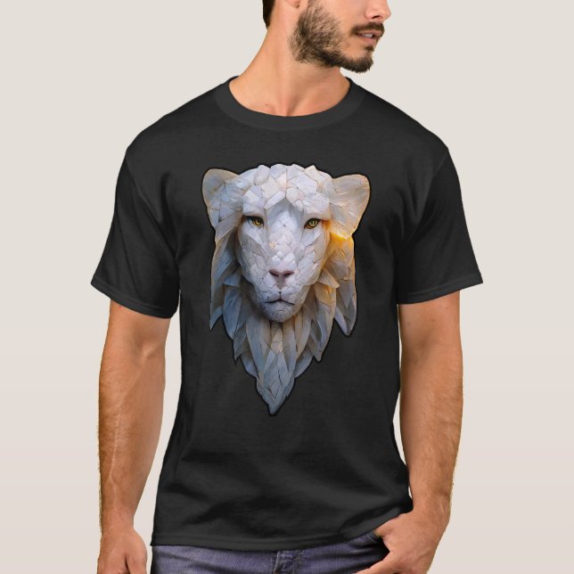 Albino Lion Vector of Stoic Ethereal Leo with Feat T Shirt (Framsida)