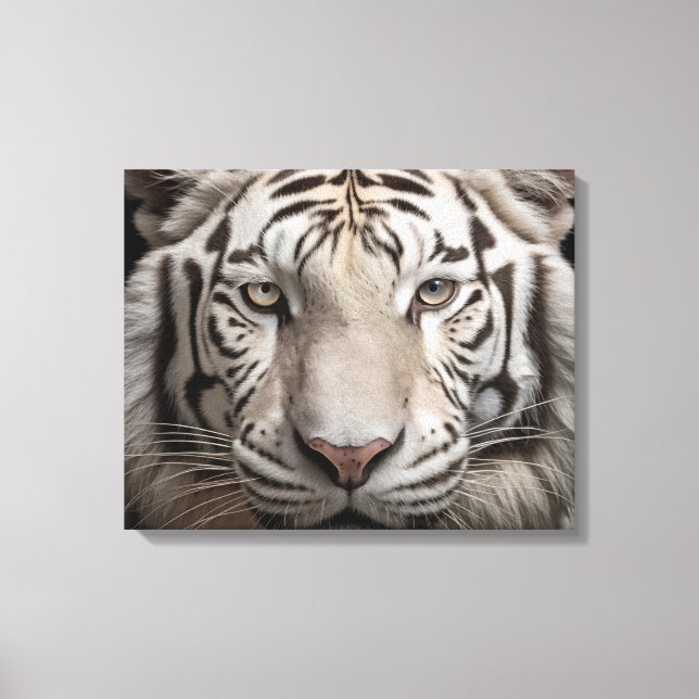Albino Majesty White Tiger Realism Digital Art Canvastryck (Framsida)