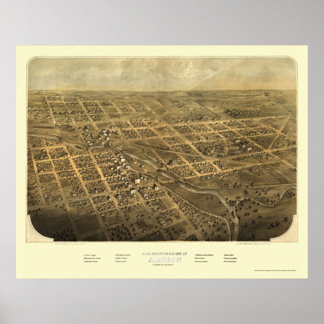 Albion, MI Panoramic Karta - 1868 Poster (Framsidan)