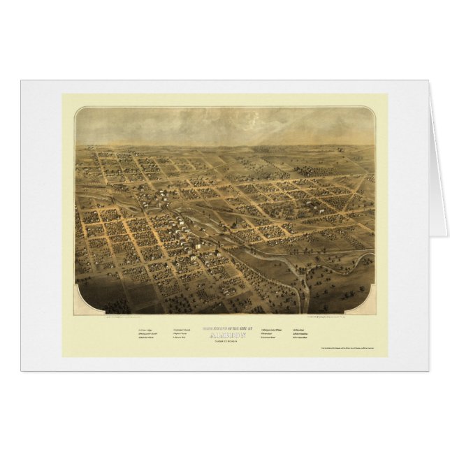 Albion panorama- karta för MI - 1868 Hälsningskort (Framsidan Horizontal)