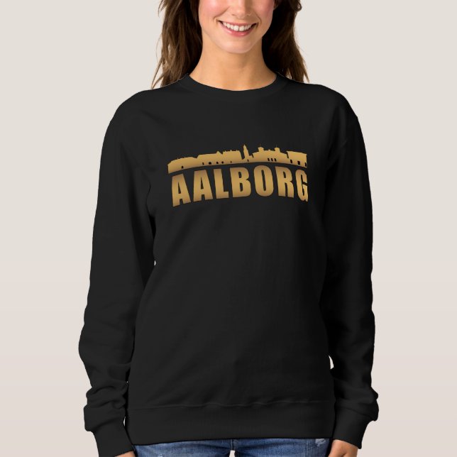 Ålborg Danmark City Skyline Cityscape Funny Gift T Shirt (Framsida)