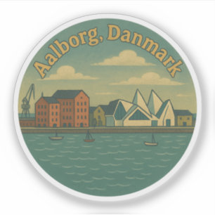 Ålborg Danmark stadsbild Klistermärken