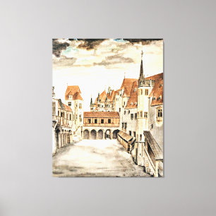 Albrecht Durer, Courtyard of the Tidigare Castle Canvastryck