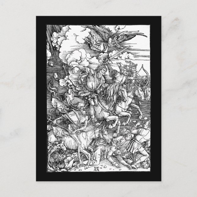 Albrecht Durer de fyra hästarna från Apocalypse Vykort (Framsida)