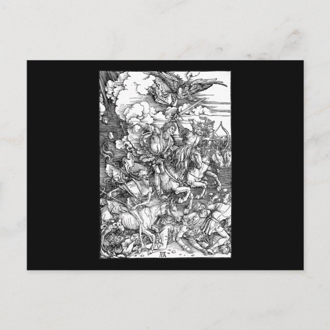 Albrecht Durer de fyra hästarna från Apocalypse Vykort (Framsida)