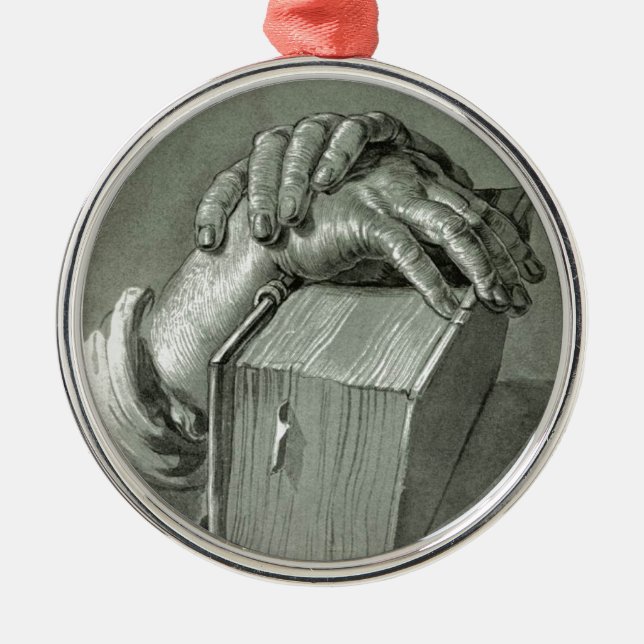 Albrecht Dürer Hand Study with Bible Julgransprydnad Metall (Framsidan)