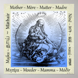 Albrecht Dürer Mor & Child på Crescent Måne Poster