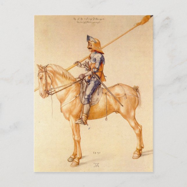 Albrecht Durer - Rider in pansor Vykort (Framsida)