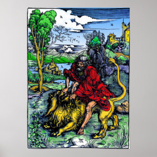 Albrecht Dürer "Samson som dödar den lejona" Poster