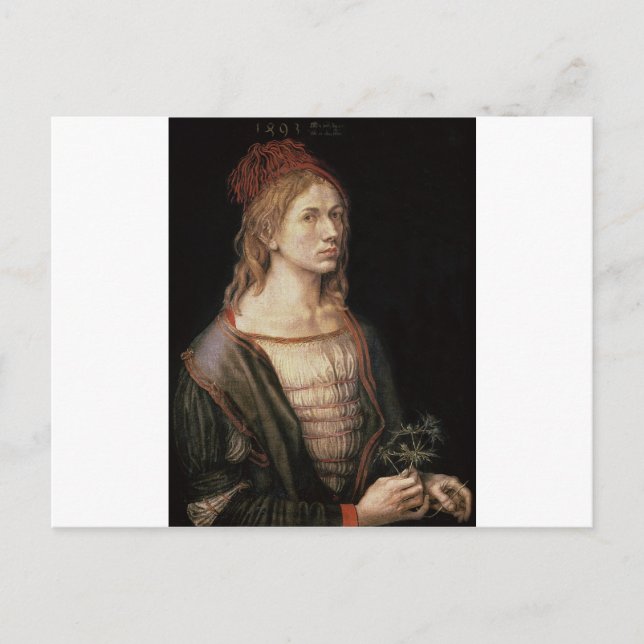 Albrecht Durer - Självporträtt med en tistel Vykort (Framsida)