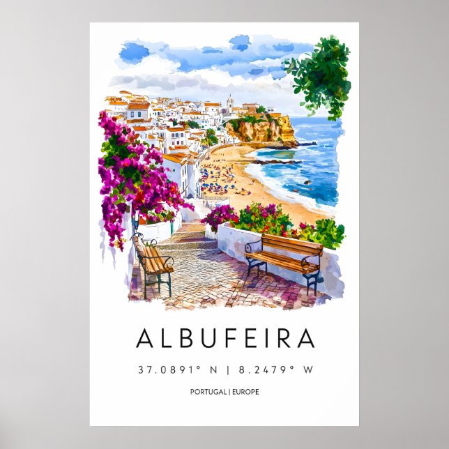 Albufeira akvarellaffisch Albufeira Resa Print Poster (Framsidan)