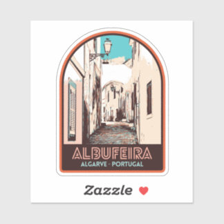 Albufeira, gammalt stadsillustration Algarve Portu Klistermärken