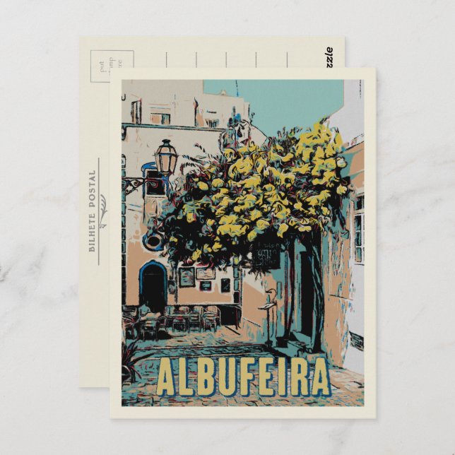 Albufeira Old Town Pictureque View, Algarve Vykort (Fram/baksida)