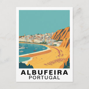 Albufeira, Portugal Europeisk Retro Reskonst Vykort