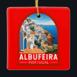Albufeira Portugal Travel Art Vintage Julgransprydnad Keramik<br><div class="desc">Albufeira-reflektorns färgremsdesign. Albufeira är en kuststad i södra Algarveområdet i Portugal. Det är en tidigare fiskesamhälle som har blivit en viktig destination för helgdag.</div>