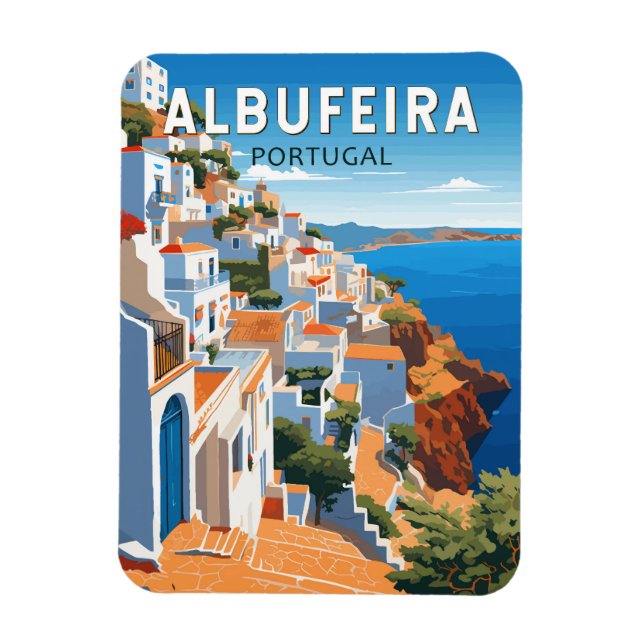 Albufeira Portugal Travel Art Vintage Magnet (Vertikal)
