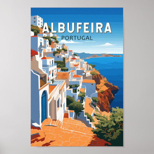 Albufeira Portugal Travel Art Vintage Poster (Framsidan)